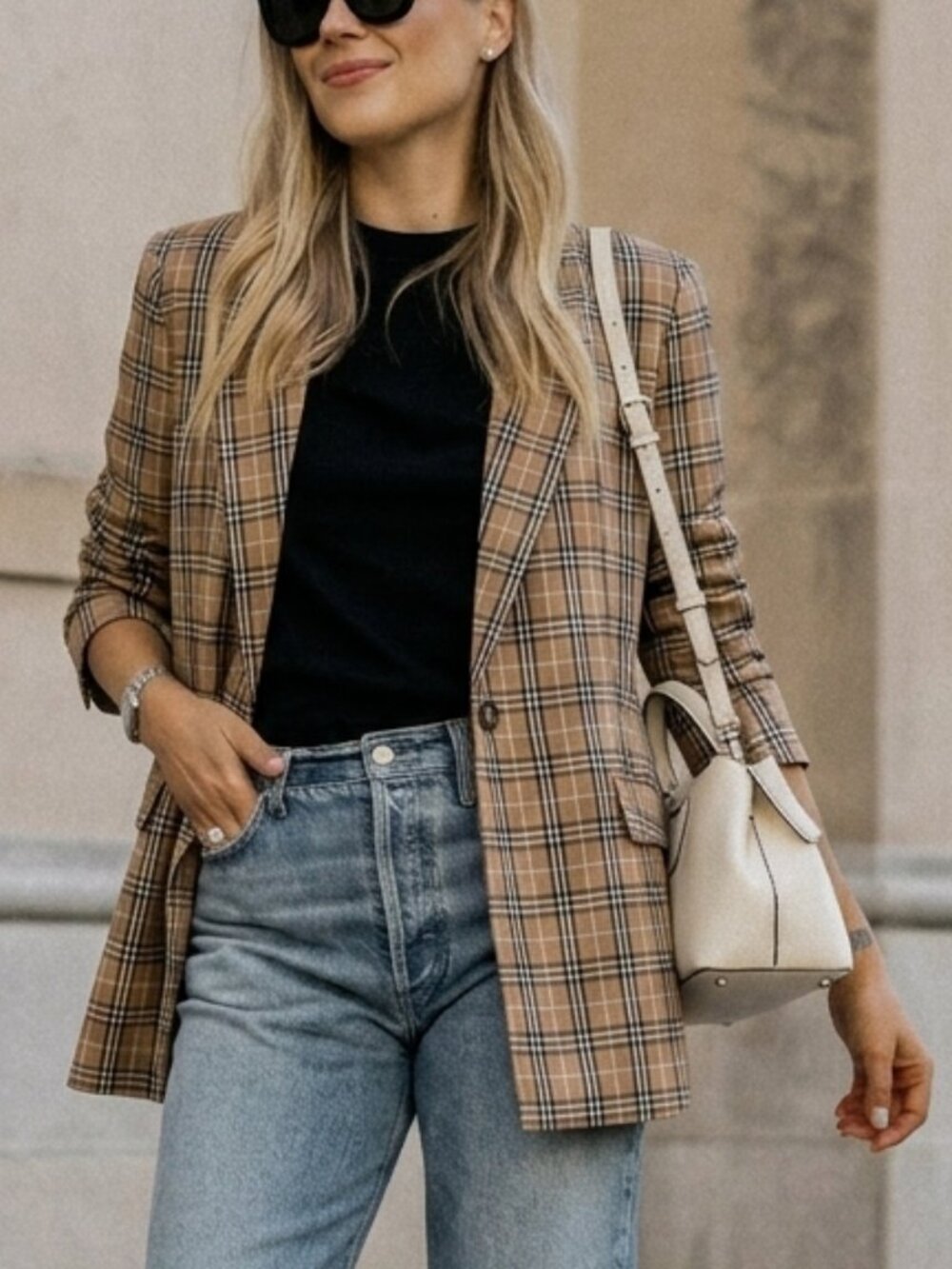 Black and Tan Plaid Blazer